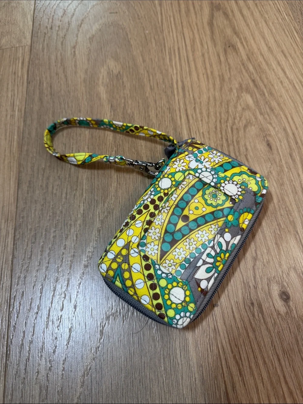 Vera Bradley Yellow & Green Floral Wristlet Wallet with Strap